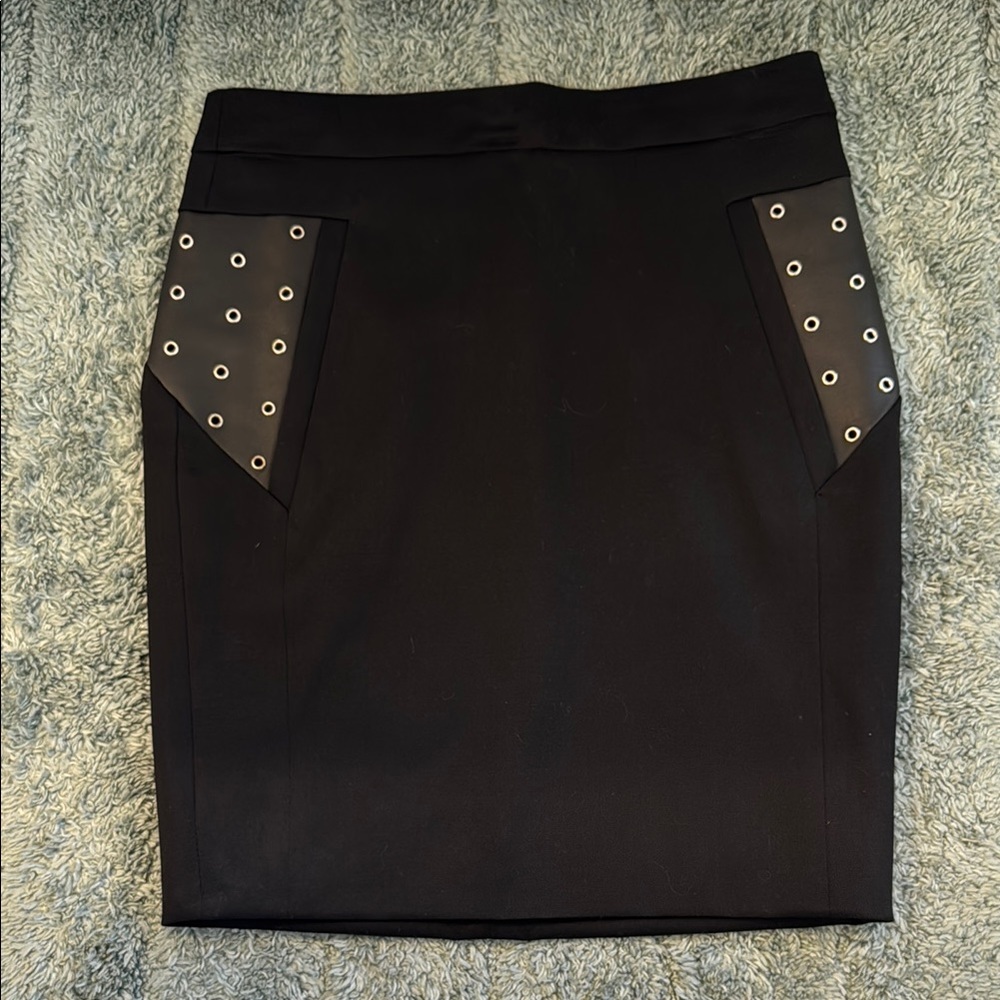 Black Skirt with Eyelet Detail